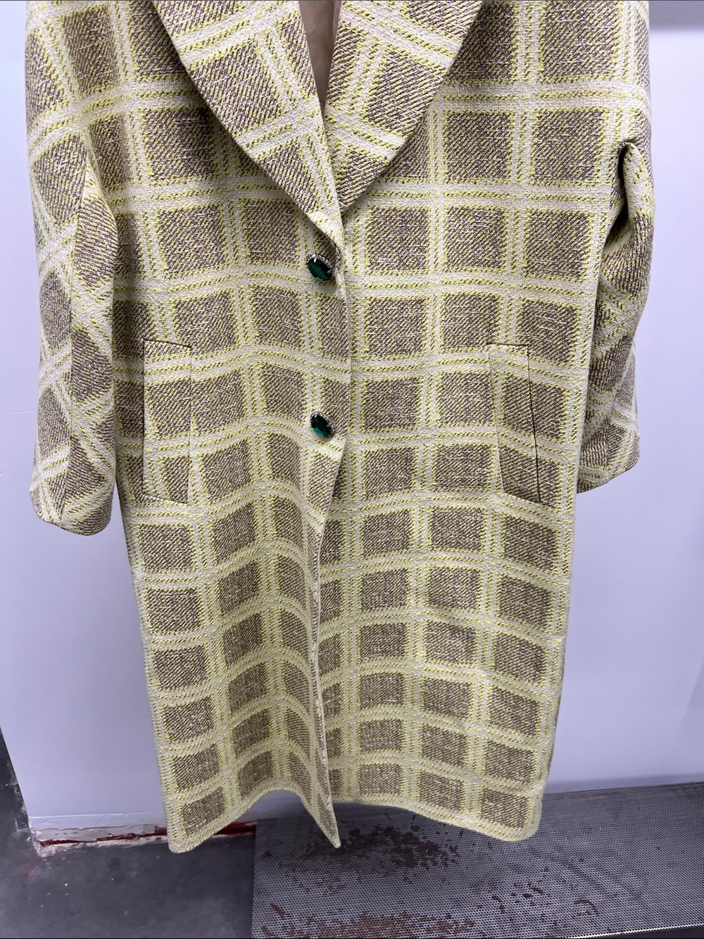 Ted Baker Yellow Check Oversized Trench Coat - Picture 3 of 5